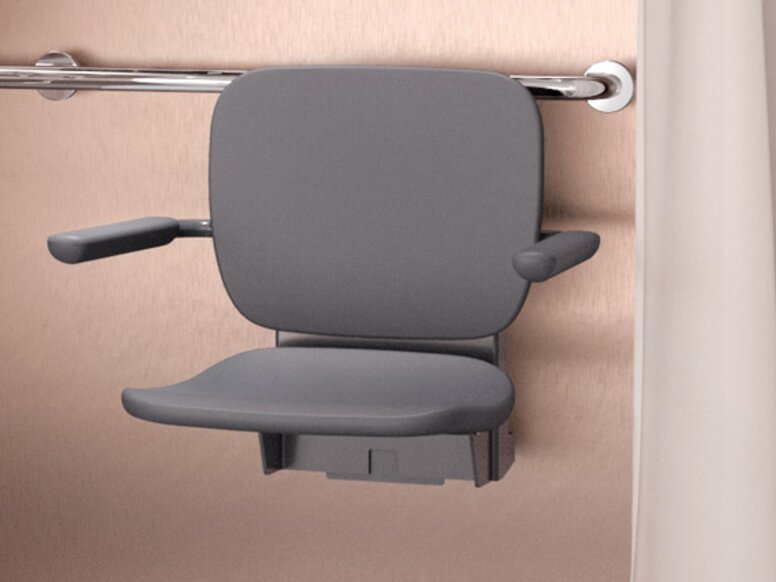 Barrier-free care bathroom with washbasin, shower area and WC